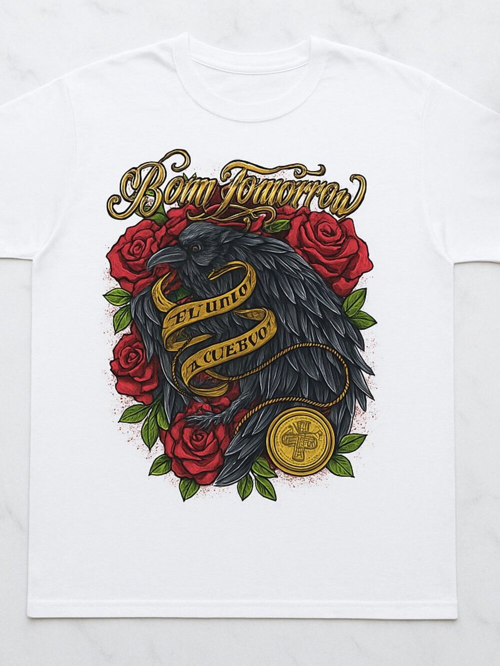 Born Tomorrow Crow & Roses Graphic T-Shirt | Gothic Western Style Tee